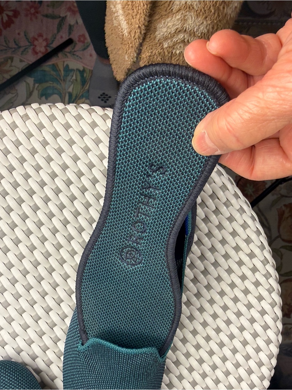 Rothy’s Spruce Prep Shoes Teal Navy White Washable Knit Flat Size 6.5 - Picture 15 of 15